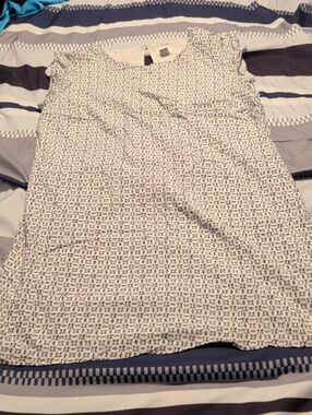 Old Navy White Mini Dress with Navy Micro Print